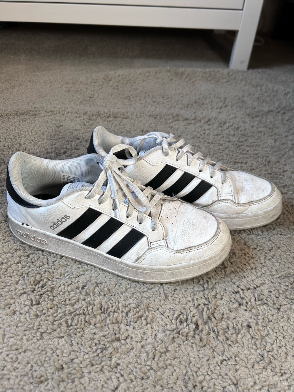adidas White Sneakers with Black Three-Stripes